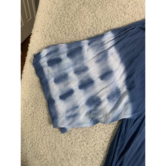Soft Surroundings Cold Shoulder Tunic Tie Dye Gauze Like Blue Rayon Large L - Picture 2 of 12